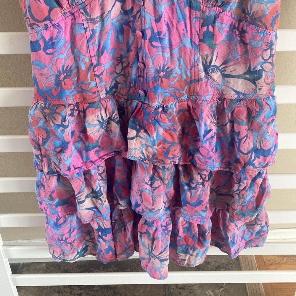 Wild Fable Fit & Flare Multi Floral Ruffle Layer Sleeveless Mini Dress Size L - Picture 4 of 12